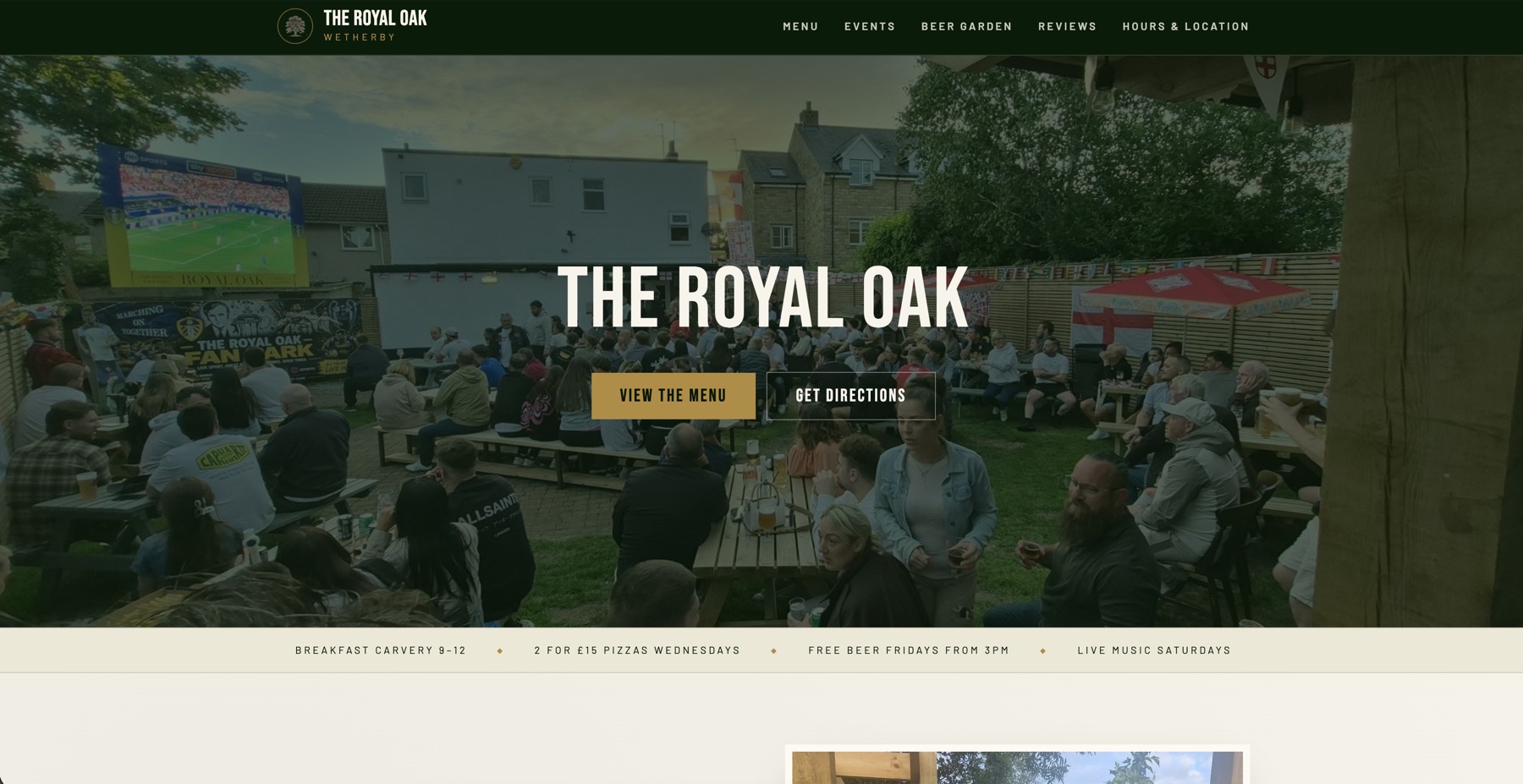The Royal Oak Wetherby website example
